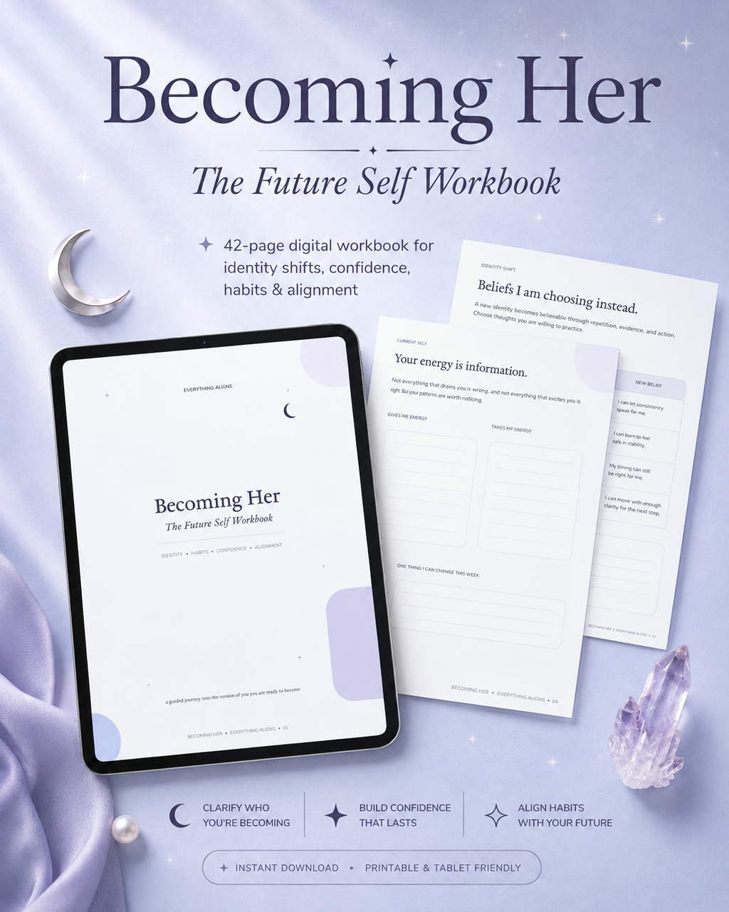 Becoming Her: The Future Self Workbook | 42-Page Digital Self-Concept & Mindset Journal