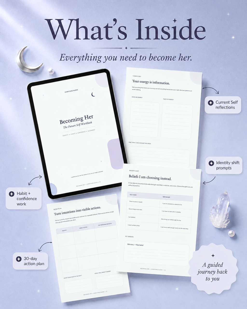 Becoming Her: The Future Self Workbook | 42-Page Digital Self-Concept & Mindset Journal