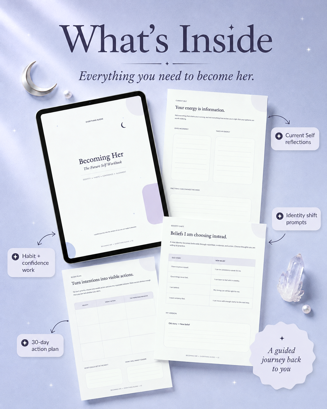 Becoming Her: The Future Self Workbook | 42-Page Digital Self-Concept & Mindset Journal
