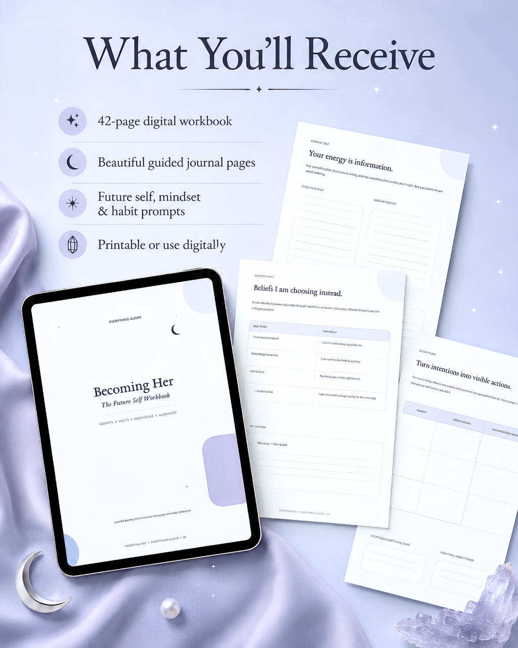 Becoming Her: The Future Self Workbook | 42-Page Digital Self-Concept & Mindset Journal