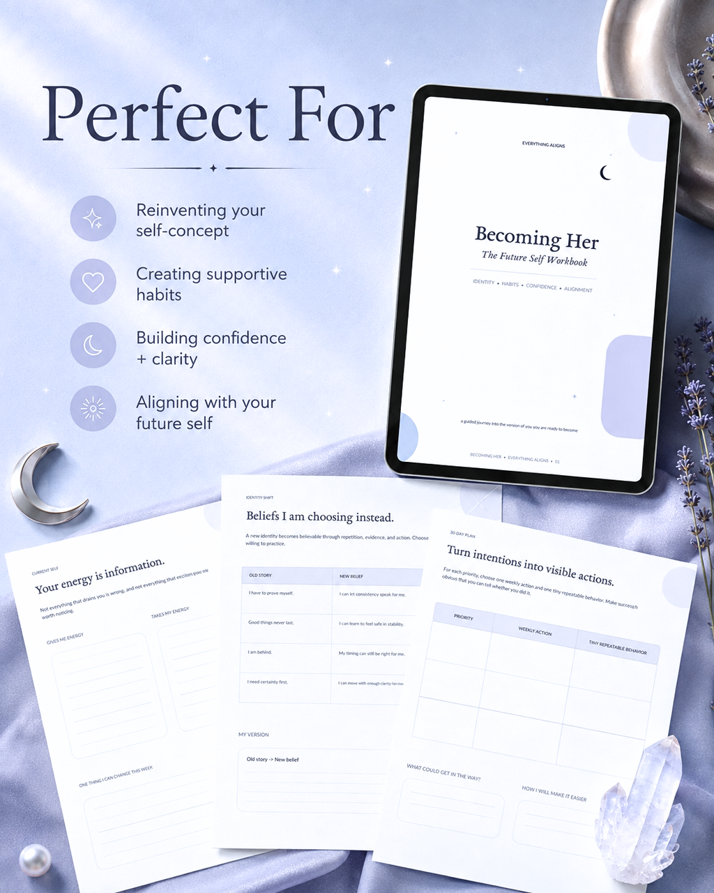 Becoming Her: The Future Self Workbook | 42-Page Digital Self-Concept & Mindset Journal