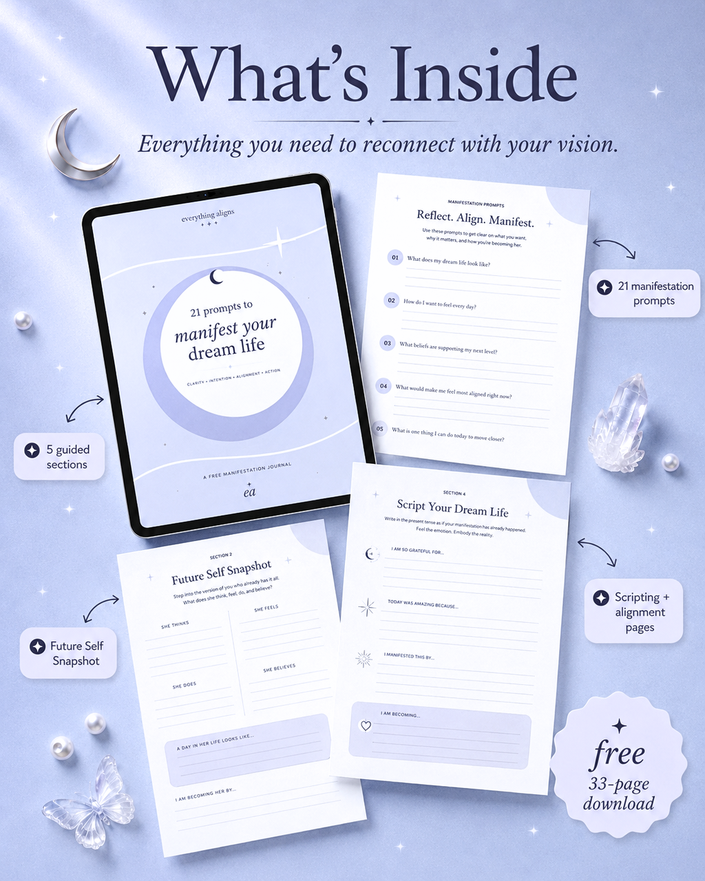Free Manifestation Journal: 21 Prompts to Manifest Your Dream Life